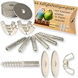 Alpvogel 6er Set Astschrauben (Torx), VERBESSERT: Edelstahl Scheiben 35mm extra stark, zur Käfig Befestigung, Zubehör für z.B. Vogelkäfige, Sitzbretter, Sitzstangen und Nester, für Papageien &