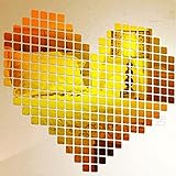 100 Stück/Set-Kunststoff DIY. Selbstklebende Fliese 3D Spiegel Wandaufkleber Aufkleber Mosaikeffekt for Wohnzimmer (Color : Gold)