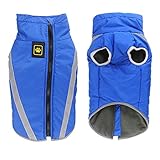 Idepet Wasserdichter Hundemantel für den Winter, Warme Jacke, Outdoor-Sport, wasserdichte Hundekleidung, Weste für kleine, mittelgroße und große Hunde mit Loch für G