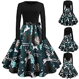 TTLOVE Kleider Damen Mode Kostüm Hausfrau Langarm Lässigmit Weihnachten Print Kleid Karneval Festival Kostüm Party Abendk