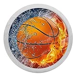 4 STÜCKE Fluoreszenz Schrank Schublade Runde Ziehknöpfe für Kommoden Schubladen Kristallglas Knopf Griff Kleiderschrank Hardware Basketball Passion Sport Art 35x28x17