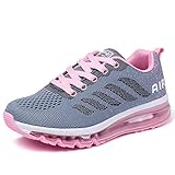 frysen Herren Damen Sportschuhe Laufschuhe mit Luftpolster Turnschuhe Profilsohle Sneakers Leichte Schuhe Gray Pink 37