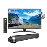 Reflexion 22 Zoll Wide-Screen LED-Fernseher mit Soundbar für Wohnmobile mit DVB-T2 HD, DVD-Player, Triple-Tuner und 12 Volt KFZ-Adapter (12 V/24 V, Full HD, HDMI, USB, EPG, CI+, DVB-T Antenne)