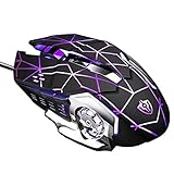 JL Comfurni Gaming Maus USB Wired Gaming Maus Ergonomisch Maus mit RGB Beleuchtung für Pro G