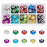 nbeads 80 Stück Europäische Perlen, 5mm Große Loch Acryl Schmuck Perlen Für DIY Crafts Halskette Armband Herstellung, 14x9 mm, Bohrung: 5