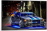 Nissan Skyline Fast and Furious 2 Night Leinwand Kunst Poster und Wandkunst Bilddruck,für Moderne Home Living Room Home Decor Rahmenlos (30x40cm)