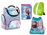 Disney Frozen Anna und ELSA Schulranzen Ranzen Tornister Federmappe Turnbeutel Regenschutz Eiskönigin Schulranzen-S