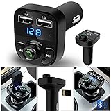 1PC Bluetooth-Autosender, Drahtloser Auto-FM-Transmitter-Radioadapter Auto-Kit, FM-Transmitter mit Zwei USB-Ladeanschlüssen Auto, Freisprechen, Musikplayer-Unterstützung TF-Karte (Schwarz)