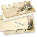 TATMOTIVE 10-er Set Weihnachtskarten Klappkarten Grußkarten Set Motiv WINTERIDYLLE Frohe Weihnachten mit Umschlag und mit Einlegeblätter zum bedruck