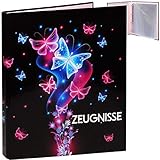 alles-meine.de GmbH Zeugnismappe / Ringbuch / Zeugnisringbuch - Zeugnisse _ Schmetterlinge & Blumen - Erweiterbar für Einsteckseiten + Einlagen - A 4 - Dokumentenmappe - A4 Ring