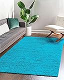 Shaggy Teppich Einfarbig - Langflor Hochflor 3 cm - Modern Teppiche fürs Wohnzimmer Schlafzimmer Esszimmer jeden Raum - Rechteckig Viele Farben & Größe - Türkis Blau 120 x 170