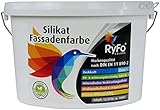 RyFo Colors Silikat Fassadenfarbe 12,5l - Außen-Farbe, Silikatfarbe, weiß, extrem atmungsaktiv, zertifiziert Deckkraft Klasse 1, Nassabrieb Klasse 1