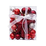 30 Stück/Set Weihnachtskugeln Christbaumschmuck Kugeln Weihnachten Heimdekoration Hängende Baumanhänger Neujahr Geschenk Gold Rot 11