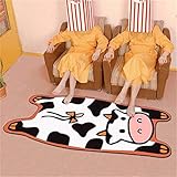 YYRAIN Nordic Unregelmäßig Geformter Schwarz-Weißer Kuhteppich Zuhause Schlafzimmer Kurzflor Ottoman Nachttisch Anti-Rutsch-Teppich 120x240