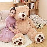 DOLDOA Riesen Teddybär 130cm Groß Plüschbär XXL Teddy Kuschelbär Valentins Geschenk für Freundin Kinder B