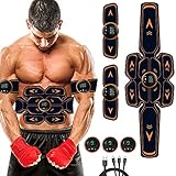 Queath EMS Trainingsgerät, Bauchmuskeltrainer, USB-Wiederaufladbarer Tragbarer Muskelstimulator, 6 Modi & 9 Intensitäten, Bauchtrainer Elektrisch für Bauch, Arm, Bein-Fitness Trainings Gang