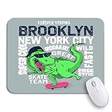 Gaming Mouse Pad Bunte College New York Skater Dinosaurier Brooklyn Vintage T-Shirt rutschfeste Gummi Backing Computer Mousepad für Notebooks Maus M