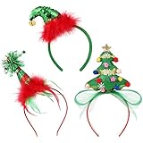 FRCOLOR Weihnachten haarreif Christmas Headband Stirnbänder Bulk elf haarreif Weihnachtsbaum Stirnband für Kinder Erwachsene,3PC