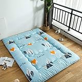 Matratze Jungen und Mädchen im japanischen Stil Boden Matratze Futon-Matratze Tatami-Matte, Kind Sleep Pad Boden Deck Chair Kissen Bett, hellblau Blatt drucken Matratze Thickness Studentenwohnheim: 8