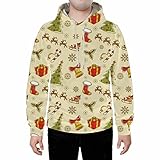 EMPERSTAR Unisex Weihnachtspullover Weihnachten Schneeflocke Rentier 3D Gedrucktes Lässiges Sweatshirt Mit Tasche A-7+S
