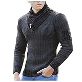 NHNKB Herren Dane Grobstrick Winterpullover mit Schalkragen | Warmer Herrenpullover moderner Marken-Pullover Hoddie Pulli bequemer Strickpullover Strickpulli für M