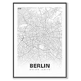 tombaenre Stadtplan Poster Berlin | Wohndeko | Wanddeko | Wandbild Geschenk Deko Bild A4/A3/A2 Wohnzimmer Schlafzimmer Städteposter Plakat Bilddruck Wandkunst (DIN A2 (42 x 59,4 cm), Berlin)