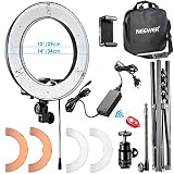 Neewer 14 Zoll großer LED-Lichtring mit Light Ständer + flexiblem Arm + 2 Farbfiltern + Hotshoe Adapter + Bluetooth Empfänger für Smartphone YouTube TikTok Selfie 36W 5500