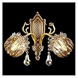 Modern Style Lotus Wandleuchte, 2-Leuchten Luxurious Kupfer Wandleuchte, Doppelkopf-Kristalldekoration der Wand befestigte Beleuchtung Metall-Wandleuchte Fixture in Messing for Esszimmer Flur Nacht W