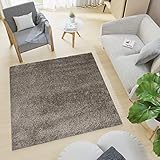 TAPISO Essence Teppich Quadratisch Shaggy Hochflor Langflor Grau Einfarbig Weich Modern Design Wohnzimmer Schlafzimmer ÖKOTEX 120 x 120