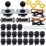 SJ@JX Arcade Game DIY Kit Arcade Matt Black Button Twins USB Encoder Zero Delay 4 & 8 Way Arcade Fighting Joystick Controller für PC MAME Respberry Pi Retrop