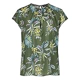 Taifun Damen Blusenshirt mit Floral-Print figurumspielend Botanical Green Gemustert 42