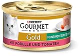PURINA GOURMET Gold Feine Pastete mit Gemüse Katzenfutter nass, mit Forelle und Tomaten, 12er Pack (12 x 85g)