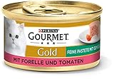 PURINA GOURMET Gold Feine Pastete mit Gemüse Katzenfutter nass, mit Forelle und Tomaten, 12er Pack (12 x 85g)