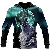 Wolf and Moon 3D Full Print Unisex Luxus Hoodie Herren Sweatshirt Streetwear Zipper Pullover, Hoodie, XXXXXX-Larg