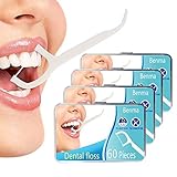 Zahnseide Sticks 4-Pack 240 Stück, Einwegzahnseide Dental Floss Zahnpflege Zahnreinigung Zahn Draht Flossers Hygienisch Zahnstocher mit Tragbar Verpackt Perfekt für Familien, Hotels und R