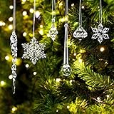 LOVEXIU Weihnachtsdeko Eiszapfen Anhänger 68 Stück,Weihnachtsbaumschmuck, Acryl Eiszapfen Deko,Schneeflocken deko acryl,Christbaumschmuck eiszapfen Schneeflocke Für Hängen Weihnachten Dek