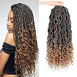 Xtrend 35,6 cm 6 Packungen Goddess Faux Locs Crochet Braids Curly Ends Wavy Synthetic Braiding Hair Extension for Black Women Dreadlock Braiding Hair 24 Strähnen/Pack Color T27#