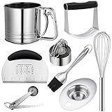 Keks-Ausstecher-Set, CestMall 8-in-1-Backwerkzeug und Zubehör für Kuchen, Edelstahl-Teigmixer-Ausstech-Set zum Backen Home Kitchen Professionelles Backwerkzeug-Set mit Teig