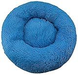 Hundebett Bequemer Donut Runder Hundezwinger Weich Waschbar Hunde- Und Kissenbett Winter Warmes Hundehaus Augentropfen (Farbe: Blau Größe: 50 cm) Hundekorb Hunde Bett Katzen Bett Katzenk