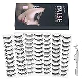 Lurrose 60 Paar 6 Stile Falsche Wimpern Dicke Lange Künstliche Eyelashes für wimpern verlängerung, 10 Paare Schwarz Wimpern Jeder Style, Wimpernpinzette Inbeg