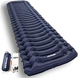 INVOKER Ultraleichte, aufblasbare Camping-Isomatte – Matte mit integrierter Fußpumpe, leichte 520 g kompakte Luftmatratze, beste Schlafpolster für Rucksackreisen, Reisen, Wandern, Strand (Marineblau)