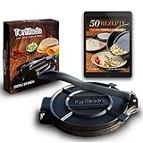 Tortillada - Premium Tortillapresse aus Gusseisen mit Rezepten (25cm) inkl. E-Book mit 50 Tortilla Rezep