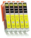 Supply Guy 5 Druckerpatronen mit Chip kompatibel mit Canon CLI-551 Gelb für IP7250 IP8750 IX6850 MG5450 MG5550 MG5650 MG5655 MG6350 MG6450 MG6650 MG7150 MG7550 MX725 MX925