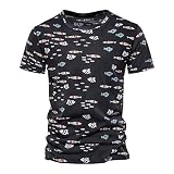 Herrenmode Casual Neck Pullover Sommer Baumwolle Comfort Print Kurzarm t-Shirt top 3288n Raff taffshirt hochwertiges atmungaktives Funktionsshirt a History of Horror mask Fun Halloween Purg