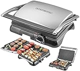 Kontaktgrill | 2.000 Watt | Elektrischer Tischgrill | Elektrischer Grill | Paninigrill | Sandwichtoaster | Sandwichmaker | Cool-Touch-Technologie | Fettauffang