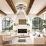 ISOI Deckenventilator Mit Licht, Unterputz Moderner Innenbereich 40 cm LED-Fernbedienung, Dimmbar, Flacher Deckenventilator Mit 3-Farben-Beleuchtung und 6 Windgeschwindigkeiten,B