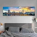 Leinwanddrucke, Wandbild, Landschaft, Brücke, Sonnenuntergang, Wandkunst, Bilder für Wohnzimmer, Nachttisch, Poster, Drucke, moderne Dekoration, 70 x 210 cm,