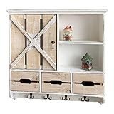 SuoANI Holz- und Metallschrank mit Haken - Vintage dekorativer hölzerner Wandschrank mit Schubladen Eingangsbereich hängen Schlüsselaufbewahrungsorg