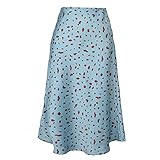 Frauen Casual Hohe Taille Rock Leopard gedruckt Muster A-Linie Stil Kleid Beige/Blau/Schwarz/Ingwer, blau, 48