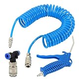 Ausblaspistole Druckluftpistole für PKW Druckluft Set + 5m Druckluftschlauch，Maximaler Druck 10kg / CM2，Werkzeug für Metallarbeiter, Garagen, Werkstätten, Sprühmaler und Heimwerker usw